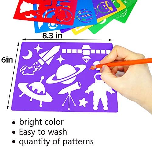 Haddiy Kids Desen STENCILS Set, 20 PC -uri Plastic Stencil Kit 300+ Modele de desen pentru fete și băieți