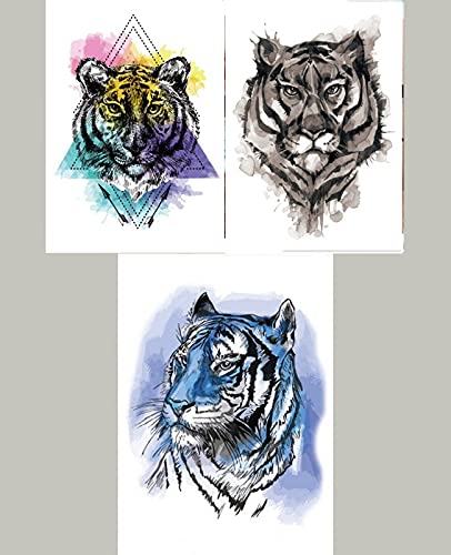 Proiecte tribale leopard tigru king animale false tatoo 3 foi impermeabile - tatuaj temporar autocolant corp mâinile braț umăr