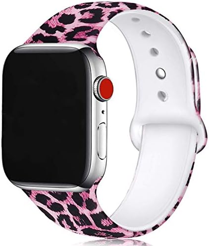Benzi florale cu imprimeu roz pentru animale compatibile cu Apple Watch Ultra SE Seria 8/7/6/5/4/3/2/1, curele sportive siliconice