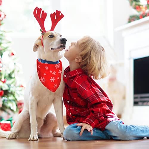 Bandana de Crăciun pentru câini, bandane de câine NEVIRIGE rasă băiat / fată 2 buc,salopete reversibile pentru eșarfă triunghiulară