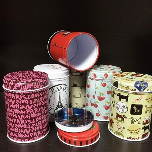 GracesDawn Set de 6 Containere de depozitare pentru bucătărie acasă cutii colorate cutii rotunde de ceai, cilindru dublu capac