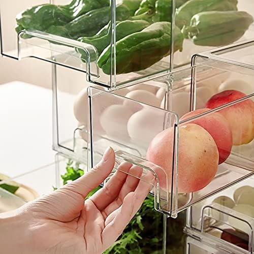 Organizator sertar frigider stivuibil eanpet 2pack cu mânere extensibile pentru depozitarea produselor din fructe vegetale