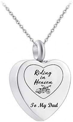 Colier de urnă de motocicletă doluiarg pentru cenușă motocicletă Rider colier memorial cremare inimă bijuterii urnă în lanț