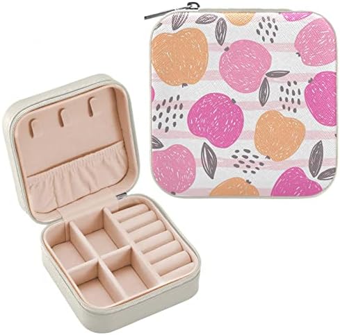 Oarencol Apple Bijuterii cutii Organizator Fructe Dumpuri Pink Frunze Puncte de călătorie Bijuterii Case mici Bijuterii Suport