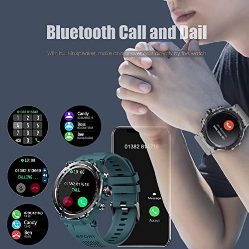 Ceasuri inteligente militare pentru bărbați, Tracker SmartWatch Fitness Smartwatch pentru telefoane Android și iOS cu urmărire