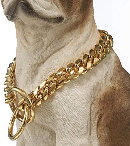 KTS 18mm Wide Fashion Pet Collar Choker Miami Cuban Curb Link Link Collar din oțel inoxidabil pentru antrenamentul câinilor