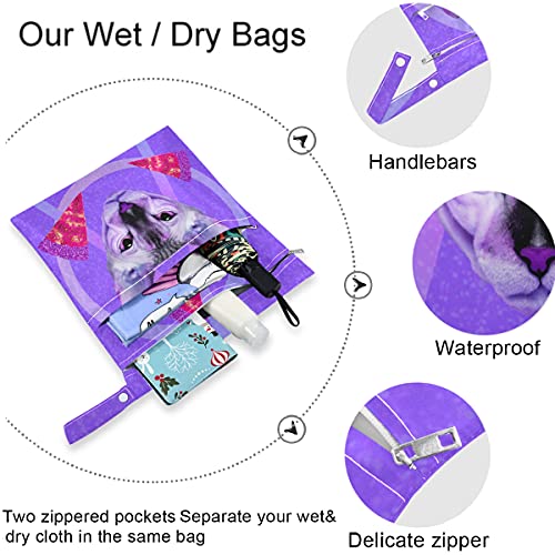 visesunny Cat Pizza Animal 2pcs geantă umedă cu buzunare cu fermoar lavabilă reutilizabilă geantă spațioasă pentru scutece