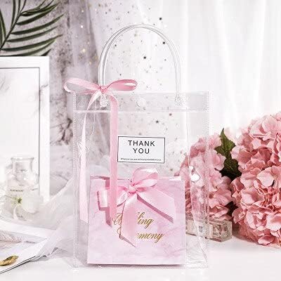 Crysdaralovebi roz tema PVC pungi de cadou cu panglici și tag-uri nunta favoruri partid consumabile Tote cadou sac de cumpărături