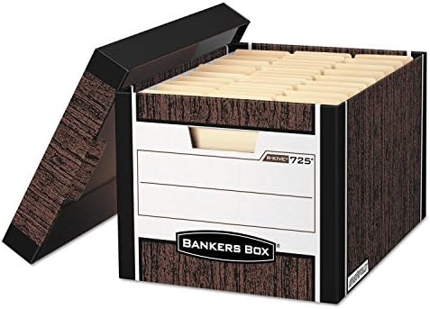 Banchers Box 0072506 R-Kive Max Storage Box, Letter/Legal, Capale de blocare, Woodgrain, 4/Carton