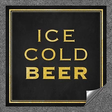 CGSIGNLAB | Beer rece cu gheață-Aur clasic Decalare de perete din aluminiu auto-adeziv industrial de duty | 36 x36
