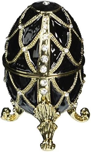 Design Toscano Golden Trellis: Ebene Romanov Style Romanov Ogum emailat de colecție, 4 inch, Pewter, Negru și Aur