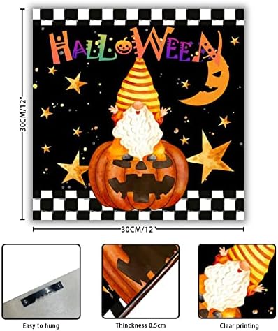 Atinarrogo din lemn Semne de Halloween Pumpkin Gnome Wood Plaques Star Cauldron 8x8in Taudă cu niveluri Farmhouse Stilul de
