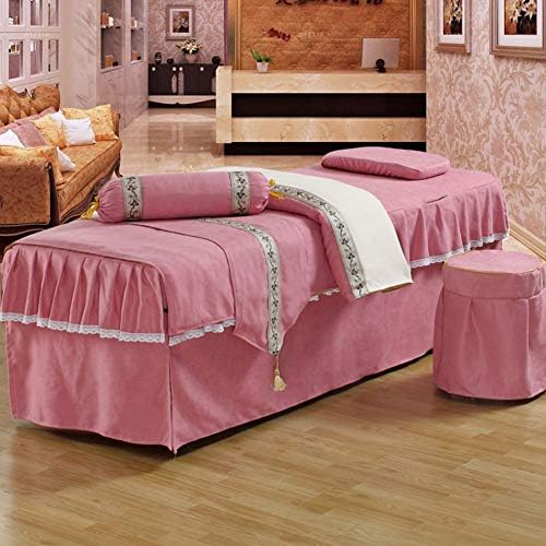Seturi de tablă de masă de masaj din bumbac și lenjerie, pat de pat din 4 piese de frumusețe cu gaură de odihnă, paturi moale