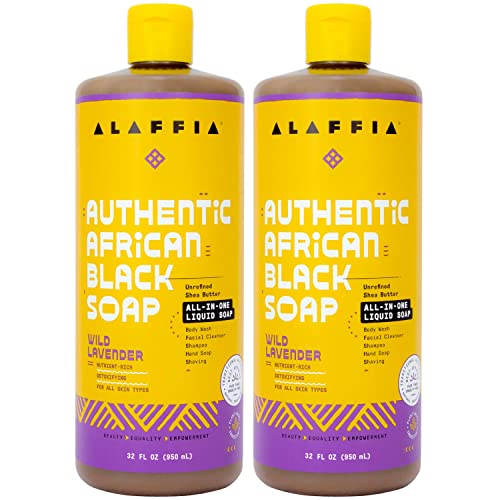 Alaffia de îngrijire a pielii, săpun negru African, toate într-un săpun lichid, spălare de față hidratantă, spălare de piele