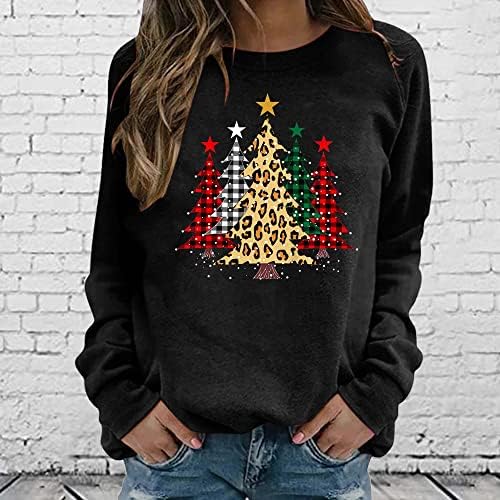Femei Crăciun tipărit cu mânecă cu mânecă lungă cu mânecă lungă scrisori casual desăvârșit pulover topwear