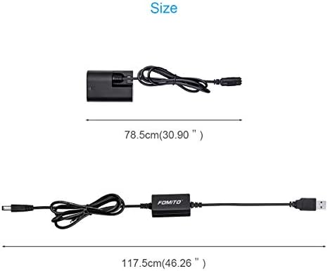 FOMITO USB DC COUPLER Înlocuire ACK-E6 AC-E6 LC-E6 Charger, LP-E6 Dummy Battery for Canon EOS 5DS, 5DS R, 5D Mark II, 5D Mark