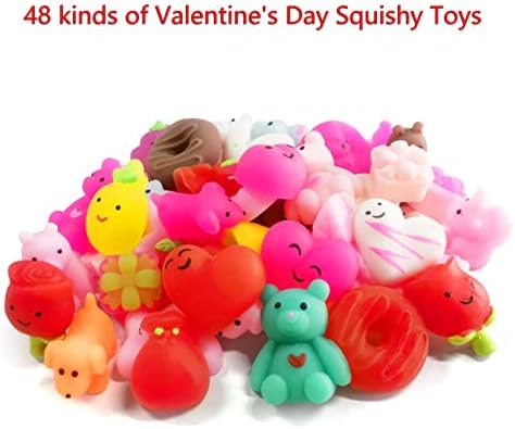 48 PC -uri de Ziua Îndrăgostiților Mochi Jucării Squishy, ​​Mini drăguță Squeeze Toy Stress Stress Anxiet