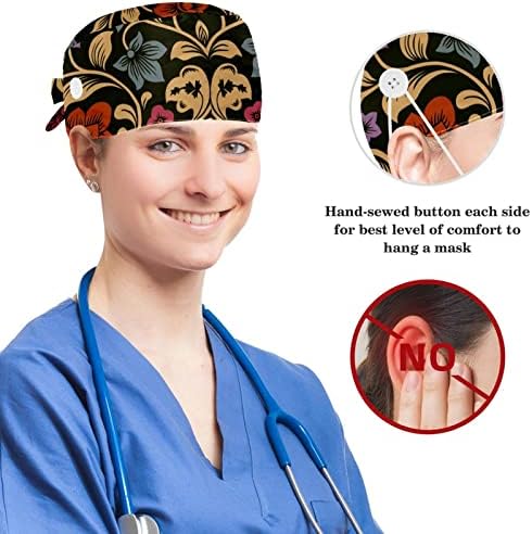 Șepci de lucru cu nasturi și bandă de transpirație, pălării de lucru reglabile cu păr arc Scrunchy pentru femei bărbați, Nature