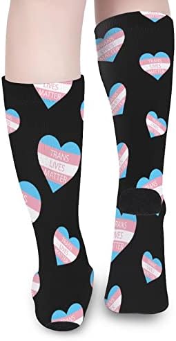Trans Lives Matter Matter Imprimat Culoare Socks Socks Athletic Knee High pentru femei pentru bărbați