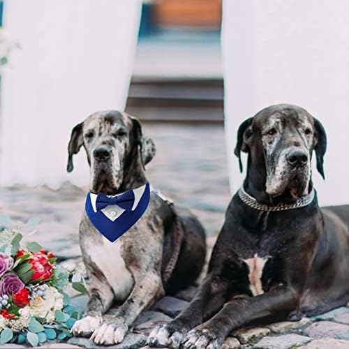 Hacraho formale Dog Tuxedo Bandana, 1 buc câine nunta Bandana reglabil Albastru batic pentru câini și pisici, L