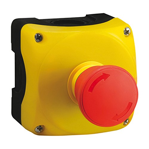 ASI LPZP1B502 Stația de control a seriei de platină cu incintă galbenă și zăvor roșu mare pentru a elibera butonul, 22 mm