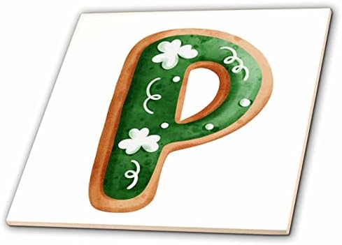 3drose drăguț St Patricks zi Imagine de Cookie monograma inițială P-gresie