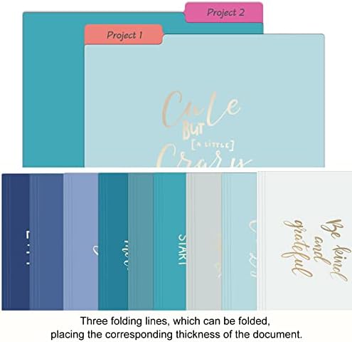Eoout 18 Pack decorative File Folders Letter Size, foldere de fișiere colorate, citate motivaționale aur, foldere de fișiere