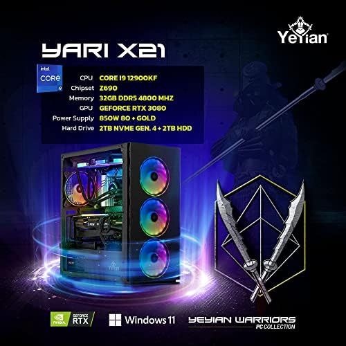 Computer pentru jocuri YEYIAN Yari X21, INTEL 12th Gen Alder Lake i9-12900kf 16-Core 3.2 GHz, GeForce RTX 3080 10GB GDDR6X,