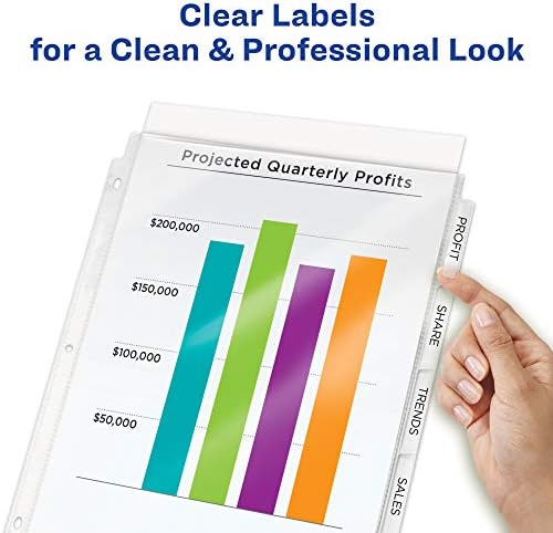 Avery 5 Tab Clear Sheet Protector separatoare pentru 3 Inel liant, ușor de imprimare & amp; aplicați clear Label Strip, Index