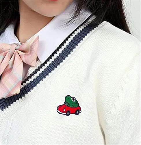 Green and Red Car Frog Patch Applique Cute Funny Frog Feier pe/Fier pe plasture brodate aplicare Fun Animal Animal Amphibian