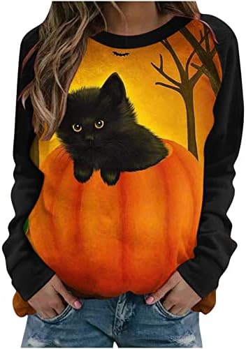 Adolescente fete pentru pisici print tops halloween draguts tricou pulovere cu mânecă lungă cămașă junior bluză bluză hanorac