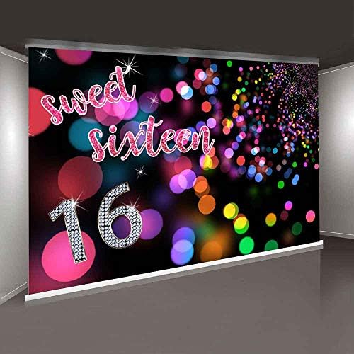 Mtmety Fantasy Neon Disc fundal Sweet 16 Birthday Party Dimensiune mare, Seamless Fundal Photo Stand Bottom