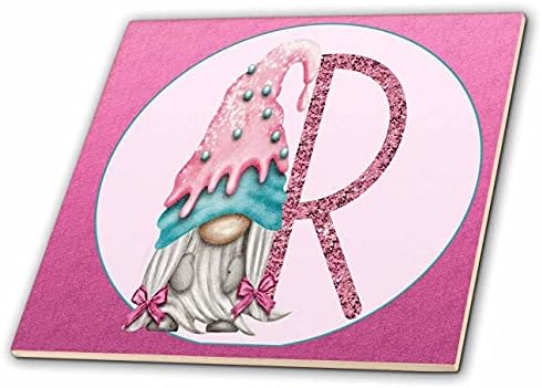 3drose drăguț roz inghetata Gnome roz imagine de sclipici monograma R-gresie