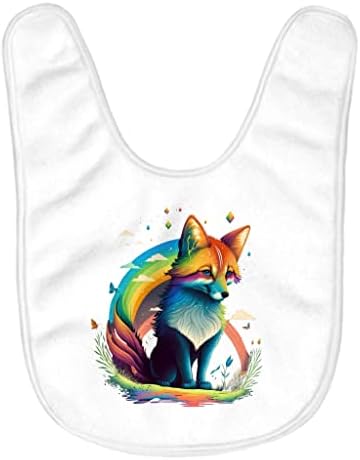 Rainbow Fox Print Baby Salops - Graphic Baby Feeding Ilop - salopete drăguțe pentru mâncare