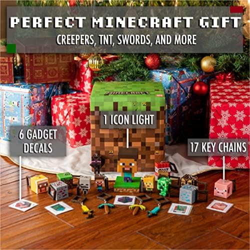 Calendarul de Advent Paladone Minecraft 2022 cu cadouri Merch-numărătoarea inversă de Crăciun de 24 de zile-personaje și cadouri