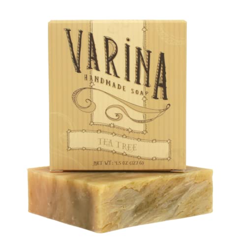 Varina Organic tea Tree bar Soap - curățare delicată pentru pielea sensibilă , pe bază de plante și mentă-Pachet 3-experimentați