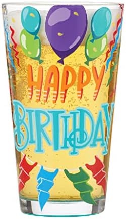 Enesco Designs by Lolita Happy Birthday sticlă de bere artizanală pictată manual, 16 uncii, Multicolor