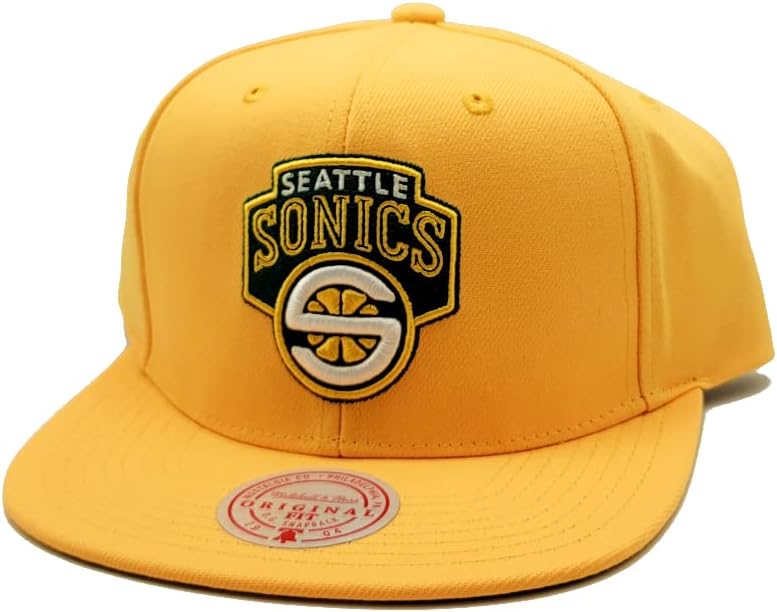 Mitchell & Ness Seattle Supersonics Sonics noua pălărie Snapback din epoca galbenă verde