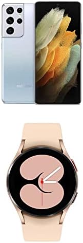 Samsung Galaxy S21 Ultra 5G Factory Android Telefon mobil 128 GB, Phantom Silver Galaxy Watch 4 40mm Smartwatch cu monitor