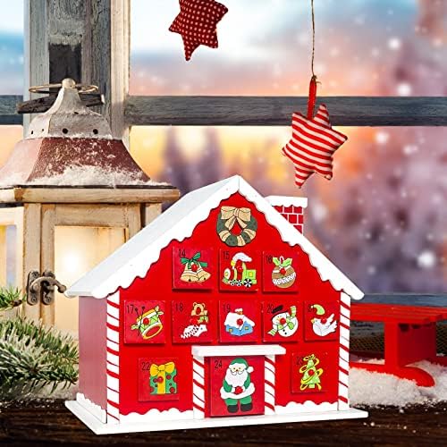 Decor De Crăciun Pictat Zăpadă Acoperiș Cabana Numărătoarea Inversă Calendar Cutie De Depozitare Decoratiuni Supradimensionate