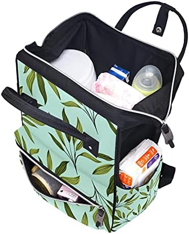 Mumy-Funcție Mummy Nappy Bag Organizator Nursing Botting Rucsac pentru mamă și tată frunze verzi naturale