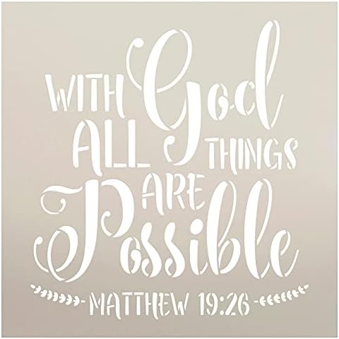 Cu Dumnezeu toate lucrurile posibile Stencil de Studior12 | Matei 19:26 | Craft DIY Bible Verset Home Decor | Semn de lemn
