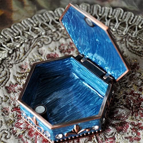 Smljlq Bijuterii cutii de dimensiuni mici Vintage bijuterii cutia hexagram cu cutie inelatoare Colier depozitare casetă bijuterii
