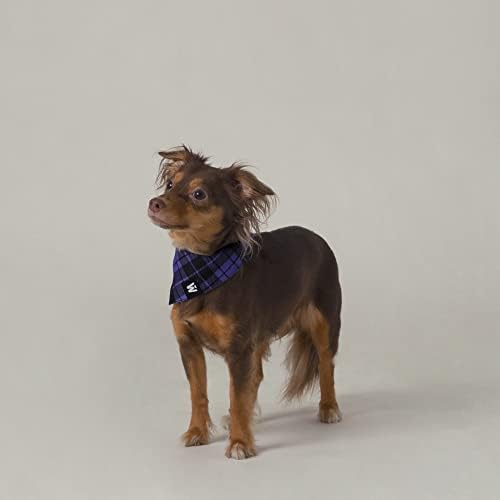 Wolfie Pets Dog Bandana - Reversibil cu două fețe, Modele 2 în 1, imprimare în carouri, roz violet, impermeabil, batiste triunghiulare,