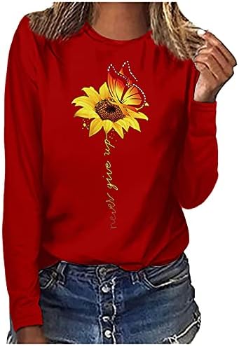 Topuri de imprimare la modă pentru femei cu gât rotund tricou cu mâneci lungi bluze de bază bluze de pulovere casual bluze