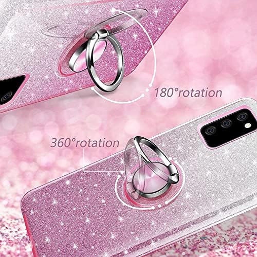 Ksous pentru Galaxy A03s Telefon cu protector de ecran [2 pachet], sclipire sclipire sclipire copertă de protecție roz roz