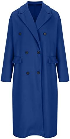 Trenci lungi pentru femei Faux lână haina Bluza dublu-Breasted Casual buton rever jacheta clasic Fancy Coat